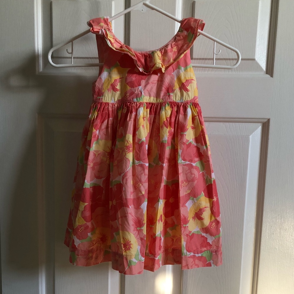 Janie and Jack peach, pink and yellow party dress